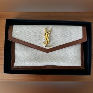 YSL canvas and leather clutch